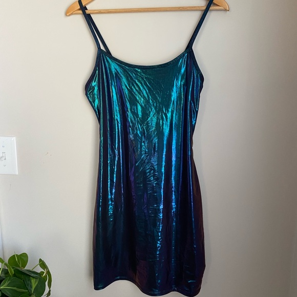 NWT Metallic Blue Purple Dress - Picture 2 of 8